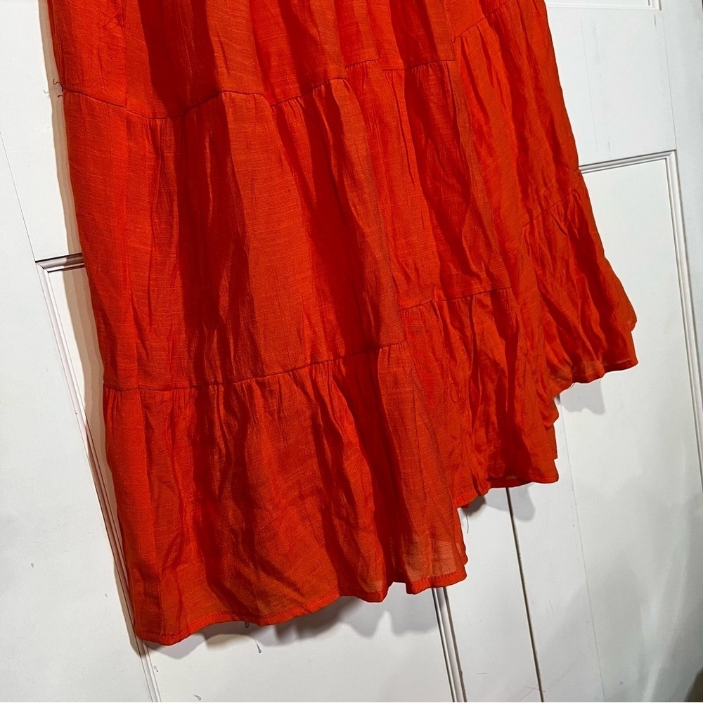 NWT Entro Orange Maxi Dress Size Medium Ruffle Summer Resortwear Vacation - Picture 2 of 7